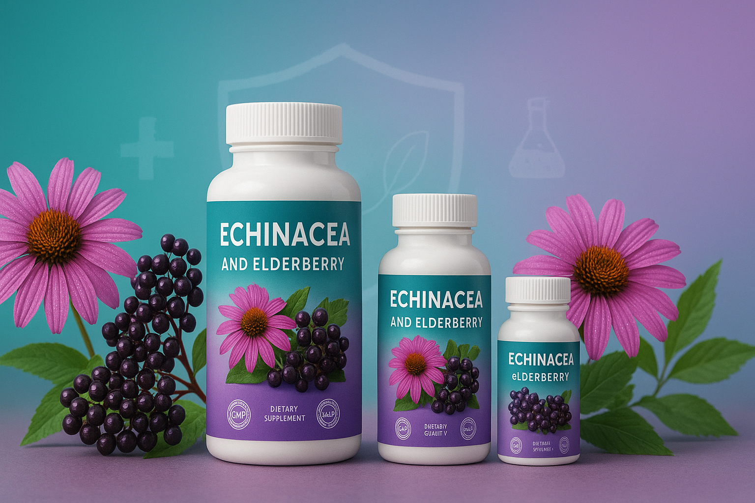 Botellas de suplementos premium de Equinácea y Saúco de marcas líderes como NOW Foods y Solgar, disponibles para comprar online en VitaCaribe República Dominicana.
